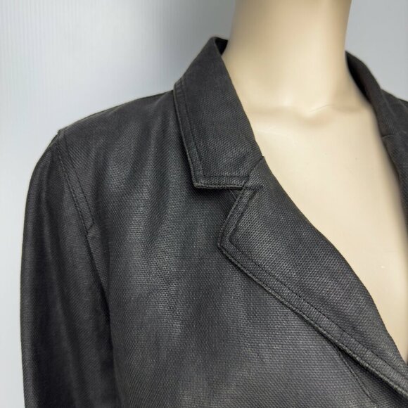 M0851 Cotton Coated Contemporary Désigner Black‎ Blazer Size M - Picture 2 of 9
